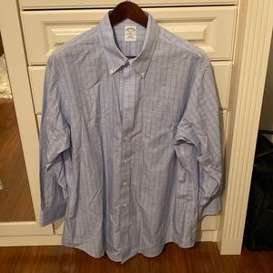 Brooks brothers. , mens button down shirt-17 1/2 -2/3.   Blue plaid.